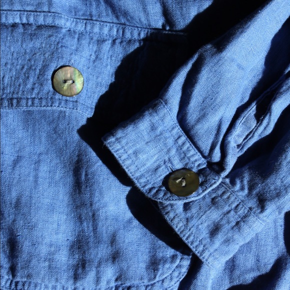 VTG 90s NWT Chico's Mediterranean Blue 100% Linen 'Railroad' Jacket Size 3 - Picture 10 of 13